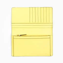 Yellow Big Wallet In Soft Leather