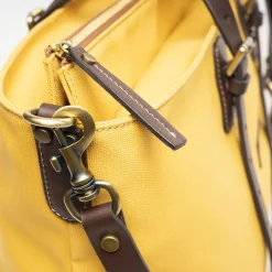 Yellow Canvas Weekend Bag With Leather Trim