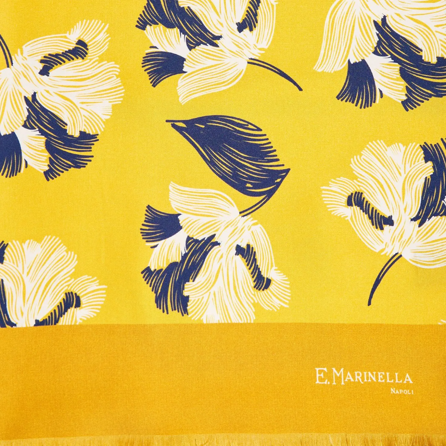 Yellow Double Silk Scarf - Floral Pattern
