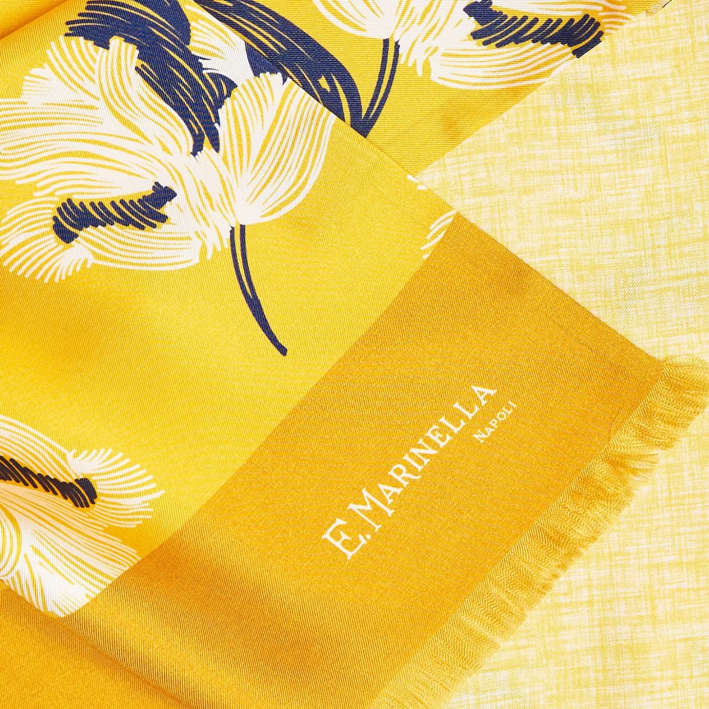 Yellow Double Silk Scarf - Floral Pattern