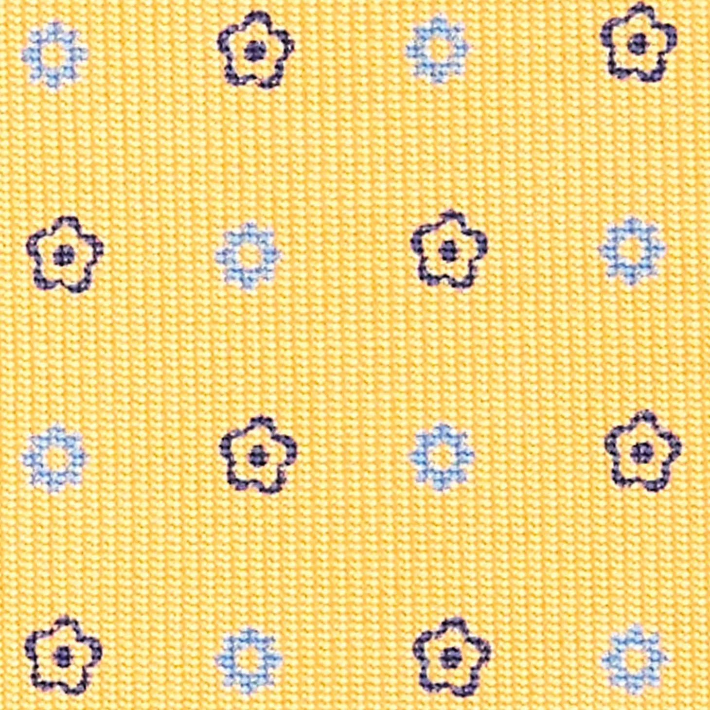 Yellow Extra Long Sartorial Silk Tie Small Flower Pattern