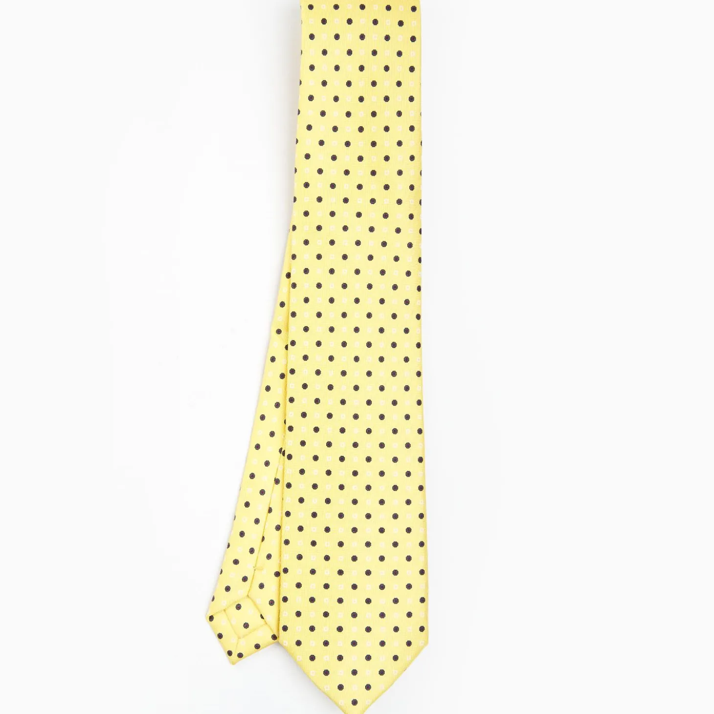 Yellow Extra Long Sartorial Silk Tie Small Flower Pattern