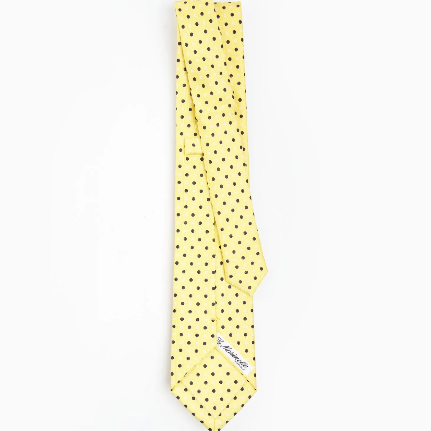 Yellow Extra Long Sartorial Silk Tie Small Flower Pattern