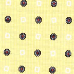 Yellow Extra Long Sartorial Silk Tie Small Flower Pattern