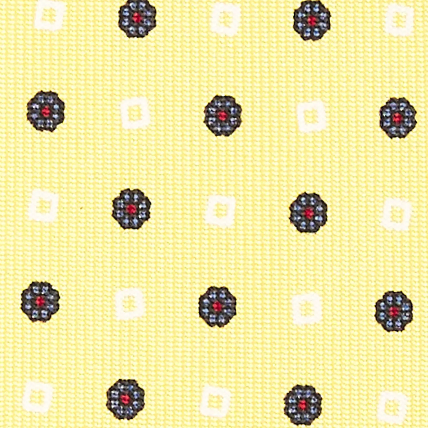 Yellow Extra Long Sartorial Silk Tie Small Flower Pattern