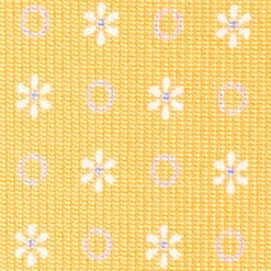 Yellow Extra Long Silk Tie - Small Flower Pattern