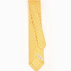 Yellow 9 Fold Sartorial Silk Tie Small Flower Pattern