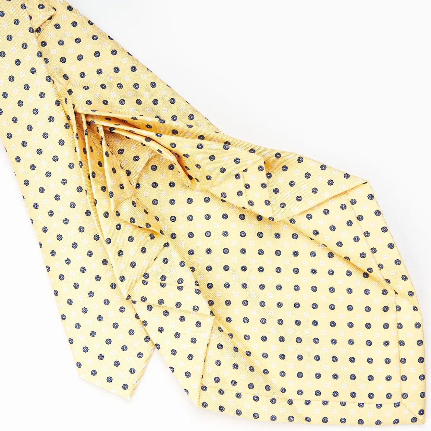 Yellow 9 Fold Sartorial Silk Tie Small Flower Pattern
