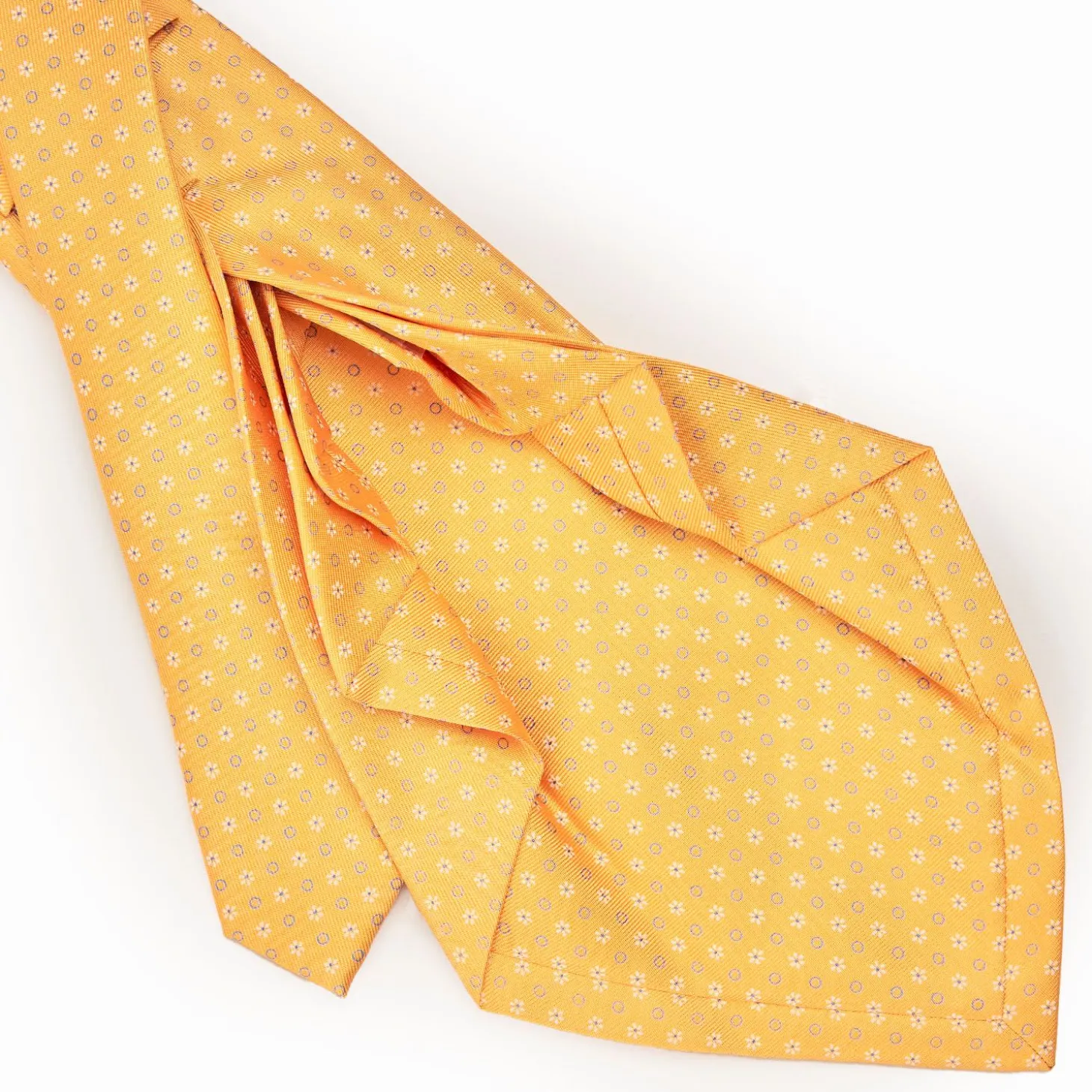 Yellow 9 Fold Sartorial Silk Tie Small Flower Pattern