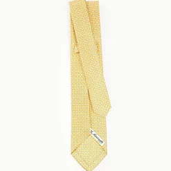 Yellow 7 Fold Sartorial Silk Tie - Small Flower Pattern