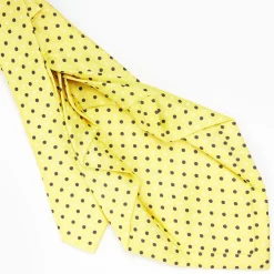Yellow 7 Fold Sartorial Silk Tie - Small Flower Pattern