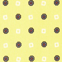 Yellow 7 Fold Sartorial Silk Tie - Small Flower Pattern
