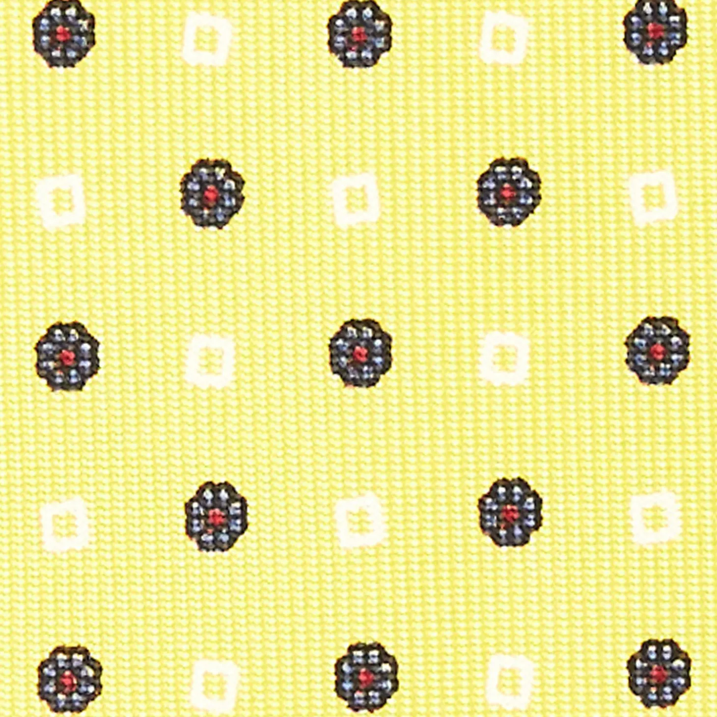 Yellow 7 Fold Sartorial Silk Tie - Small Flower Pattern