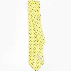 Yellow 5 Fold Sartorial Silk Tie - Small Flower Pattern