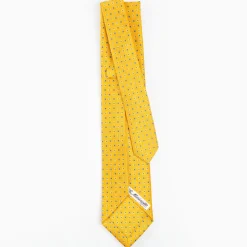 Yellow 5 Fold Sartorial Silk Tie - Small Flower Pattern