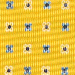 Yellow 5 Fold Sartorial Silk Tie - Small Flower Pattern