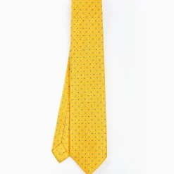Yellow 7 Fold Sartorial Silk Tie - Small Flower Pattern