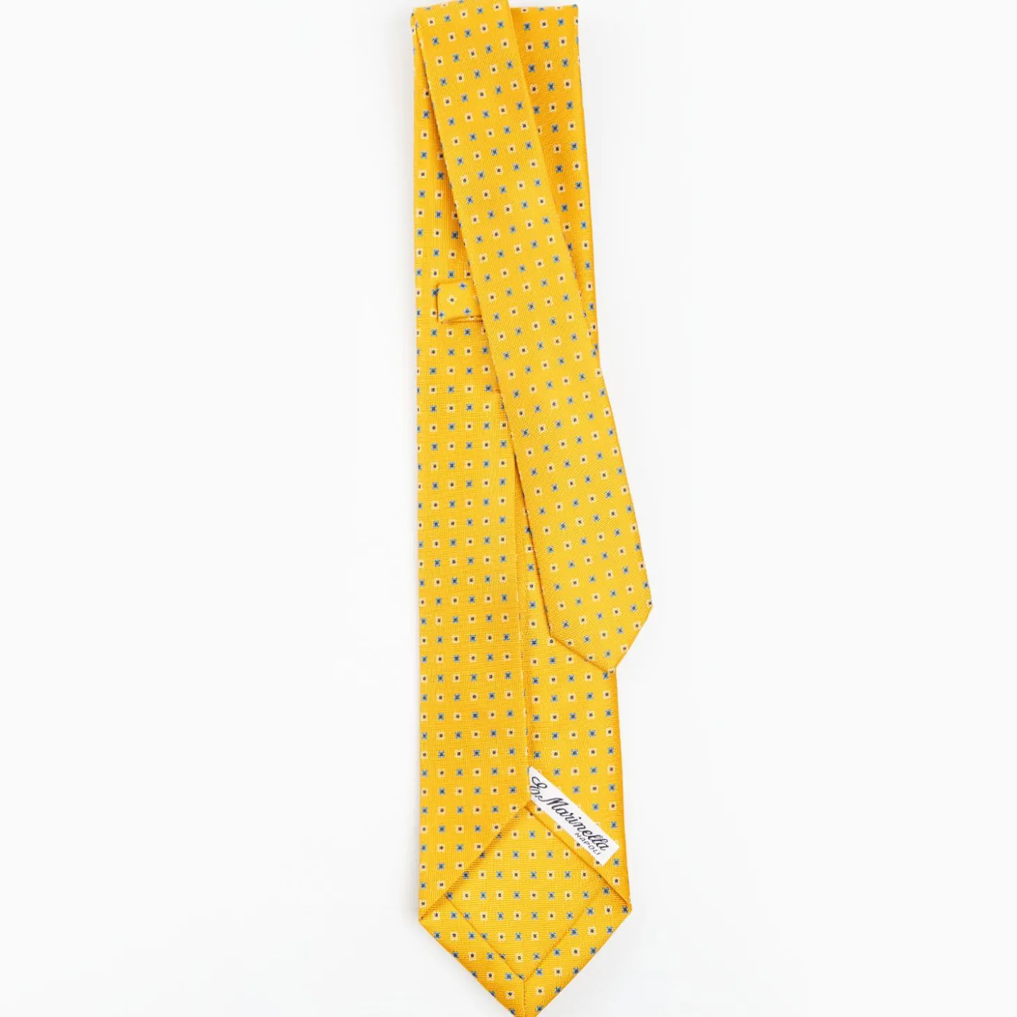 Yellow 7 Fold Sartorial Silk Tie - Small Flower Pattern