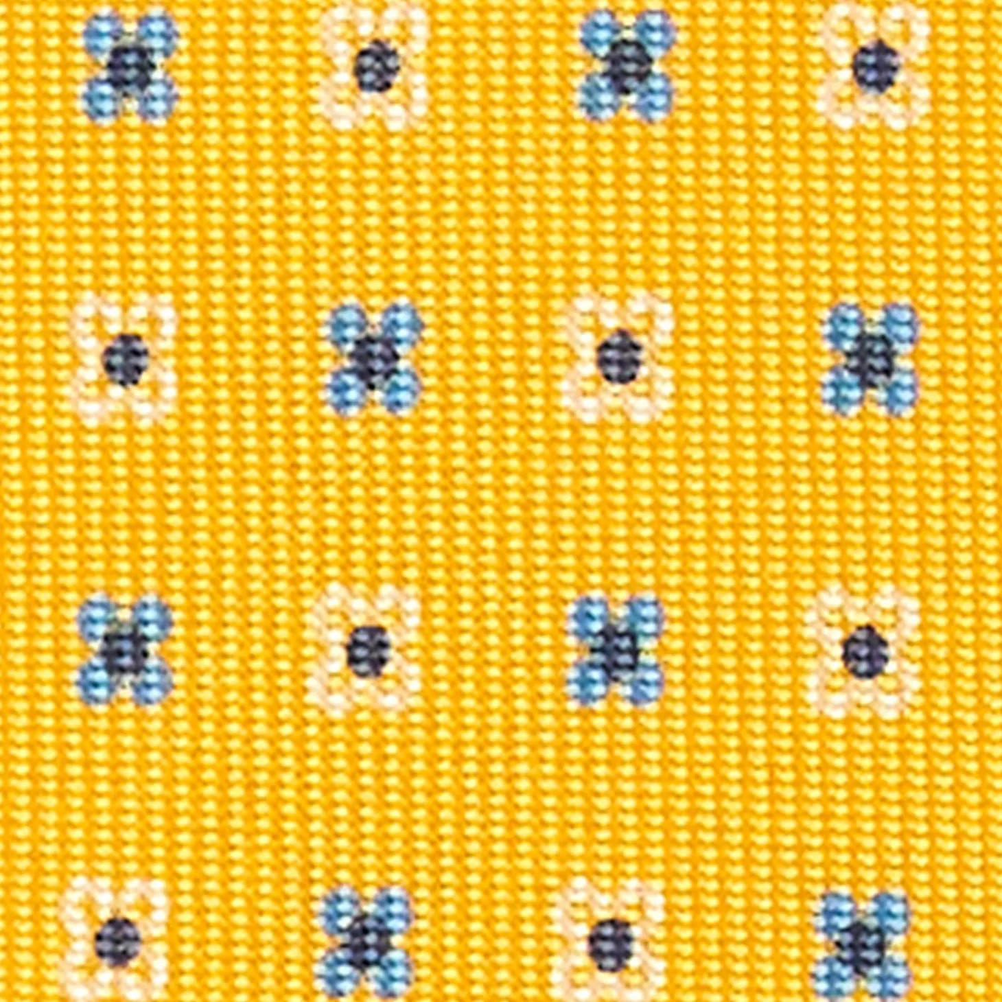 Yellow 7 Fold Sartorial Silk Tie - Small Flower Pattern