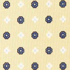 Yellow 7 Fold Sartorial Silk Tie - Small Flower Pattern