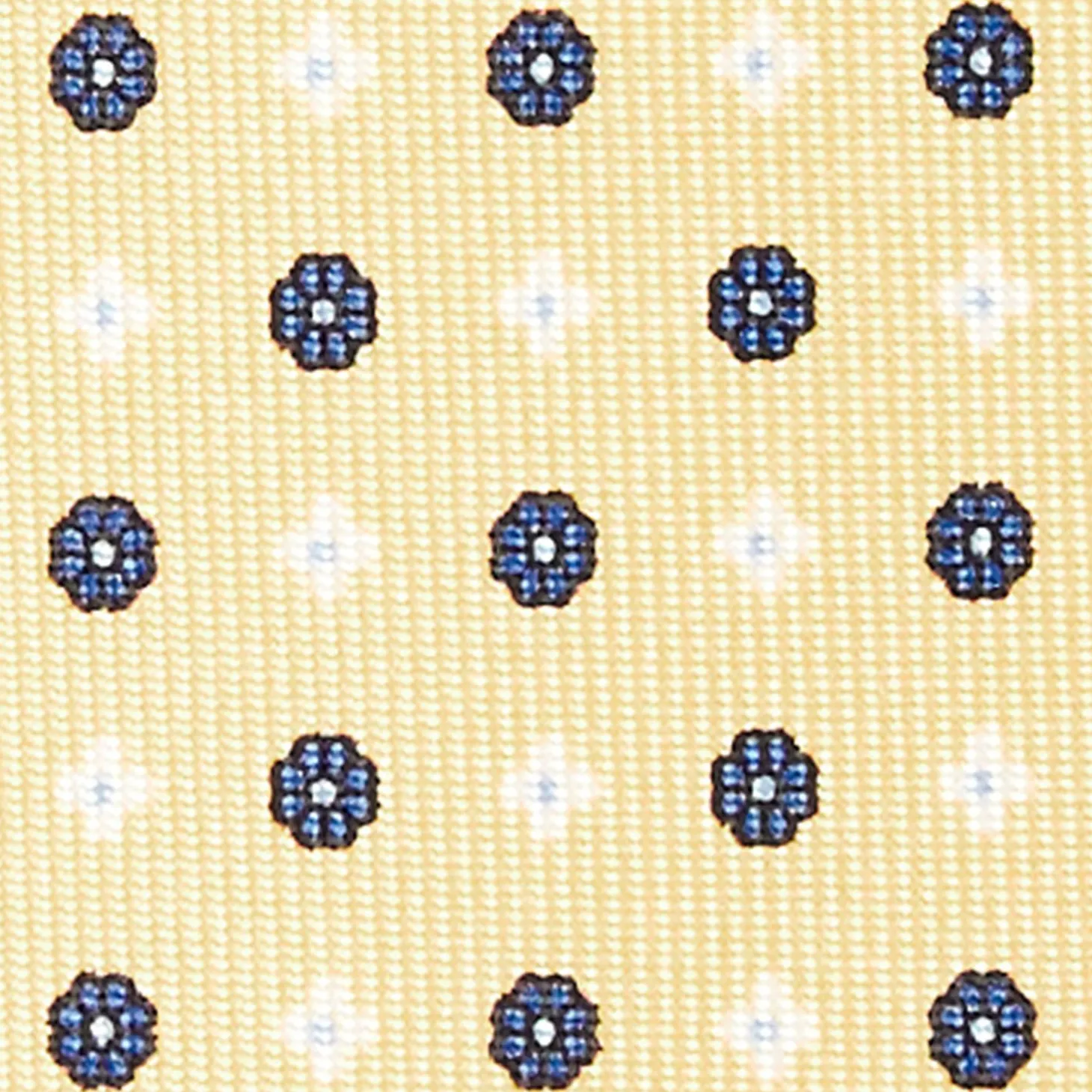 Yellow 7 Fold Sartorial Silk Tie - Small Flower Pattern