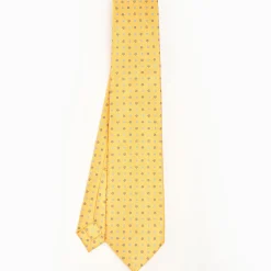 Yellow 5 Fold Sartorial Silk Tie - Small Flower Pattern