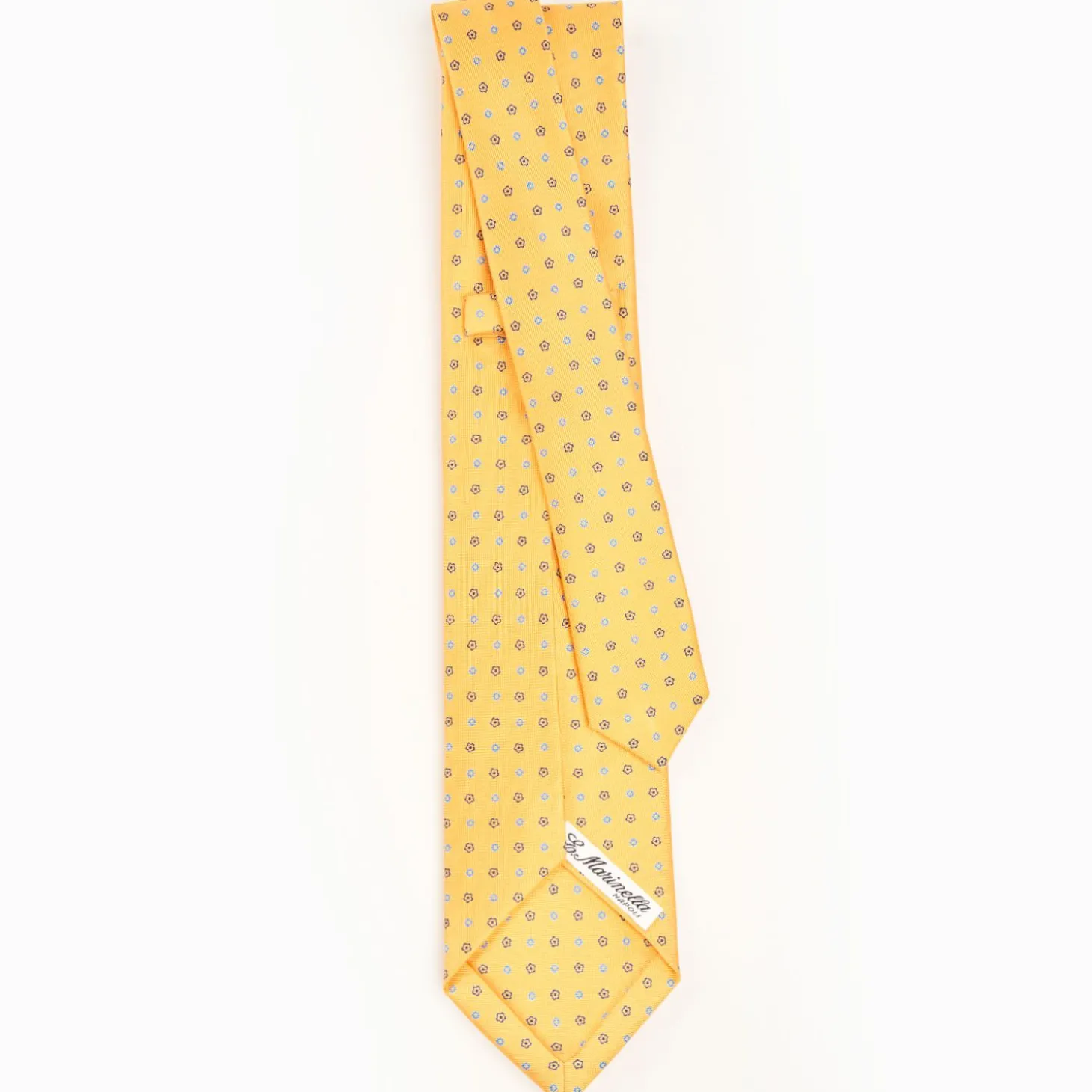 Yellow 5 Fold Sartorial Silk Tie - Small Flower Pattern