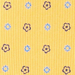 Yellow 5 Fold Sartorial Silk Tie - Small Flower Pattern