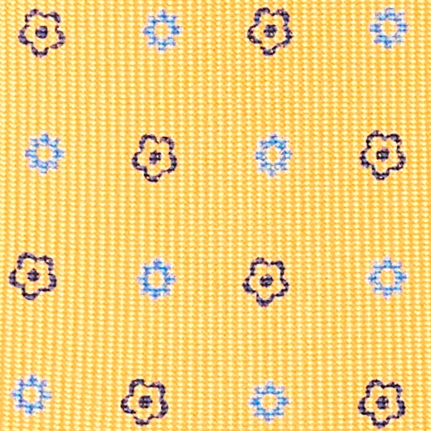 Yellow 5 Fold Sartorial Silk Tie - Small Flower Pattern