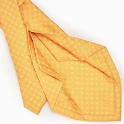 Yellow 5 Fold Sartorial Silk Tie - Small Flower Pattern
