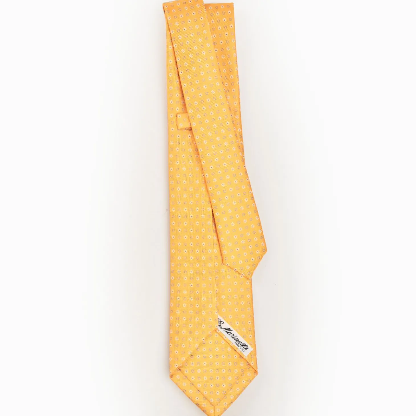 Yellow 5 Fold Sartorial Silk Tie - Small Flower Pattern