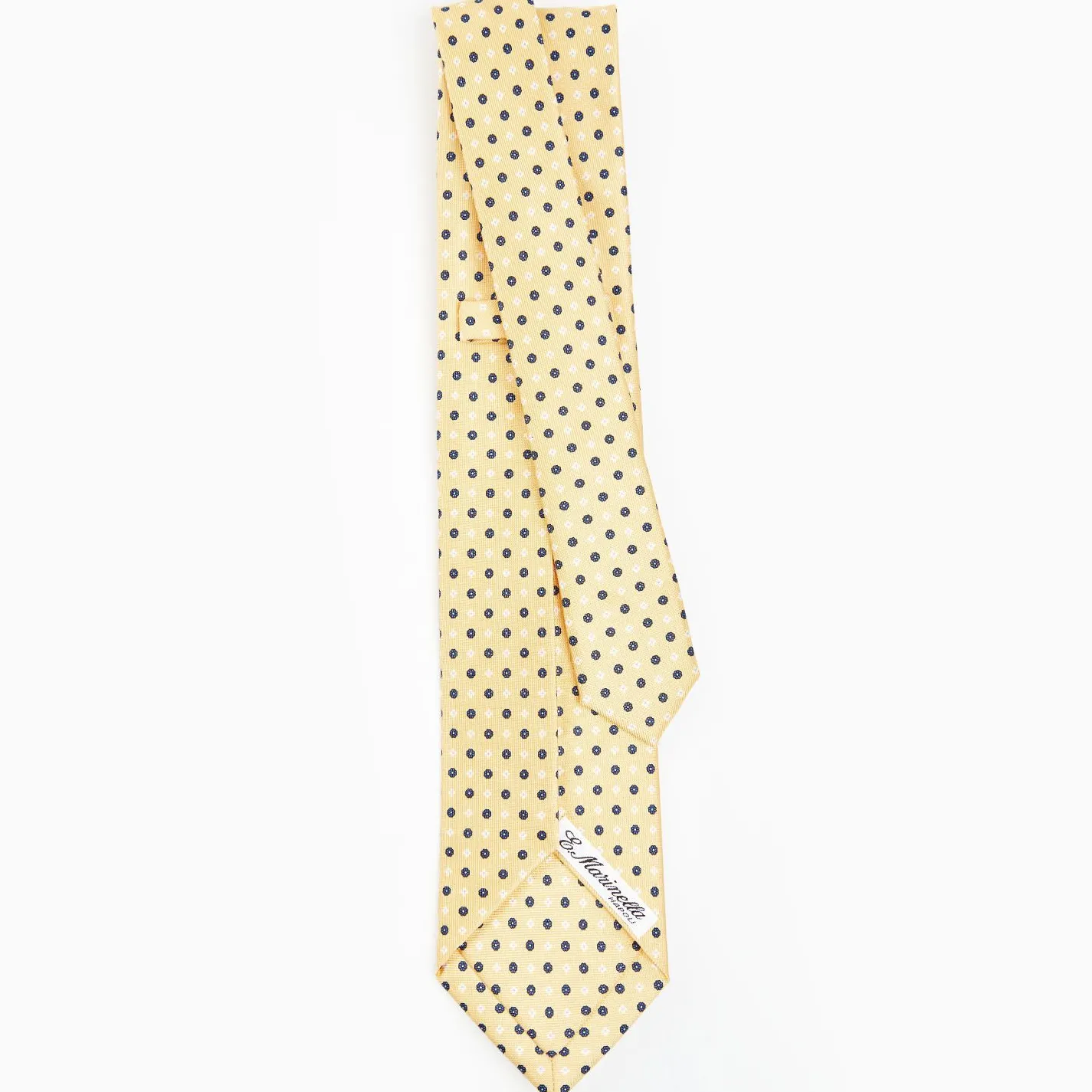 Yellow 5 Fold Sartorial Silk Tie - Small Flower Pattern