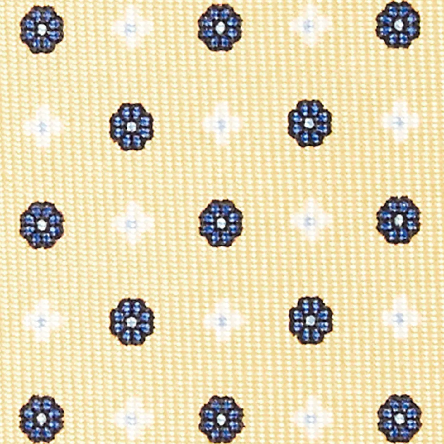 Yellow 5 Fold Sartorial Silk Tie - Small Flower Pattern