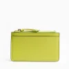 Yellow Leather Zip Credit Card Holder