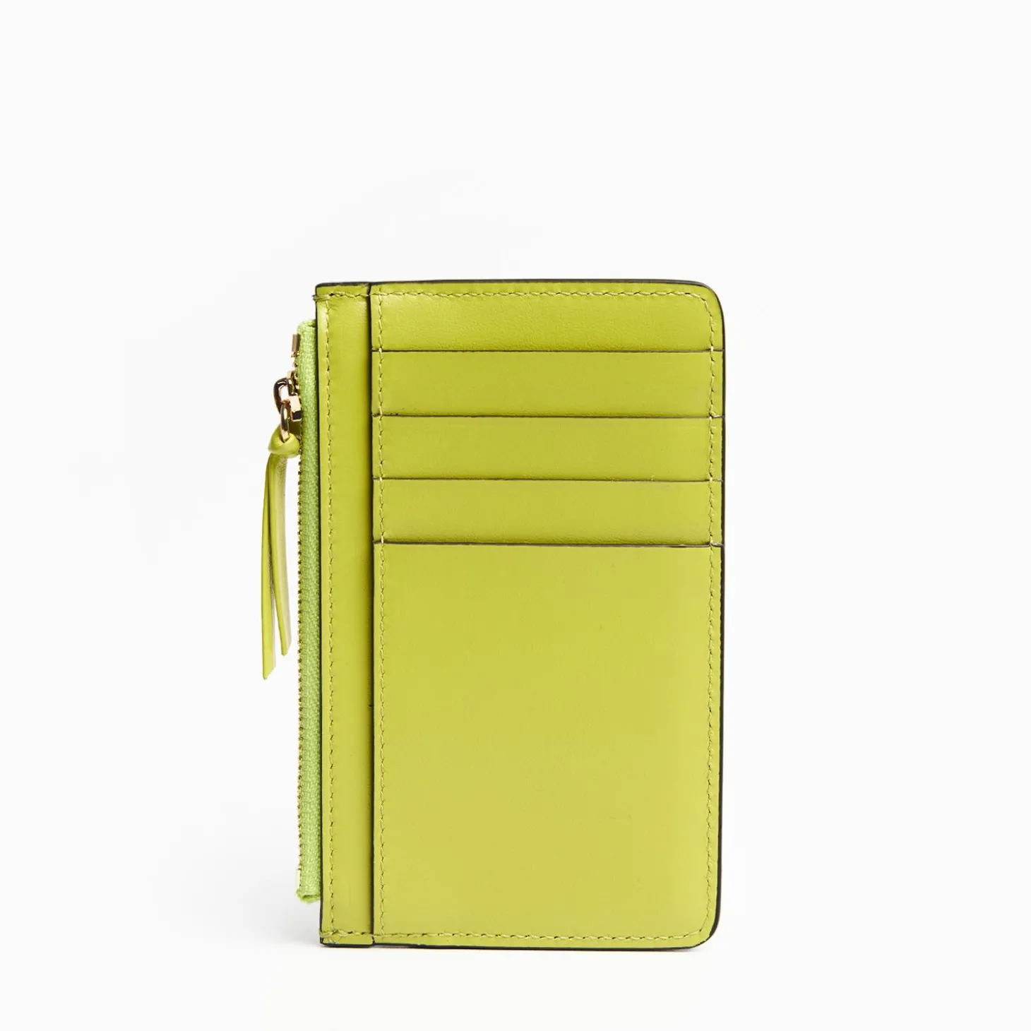 Yellow Leather Zip Credit Card Holder