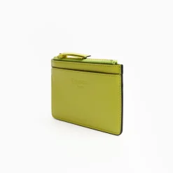 Yellow Leather Zip Credit Card Holder