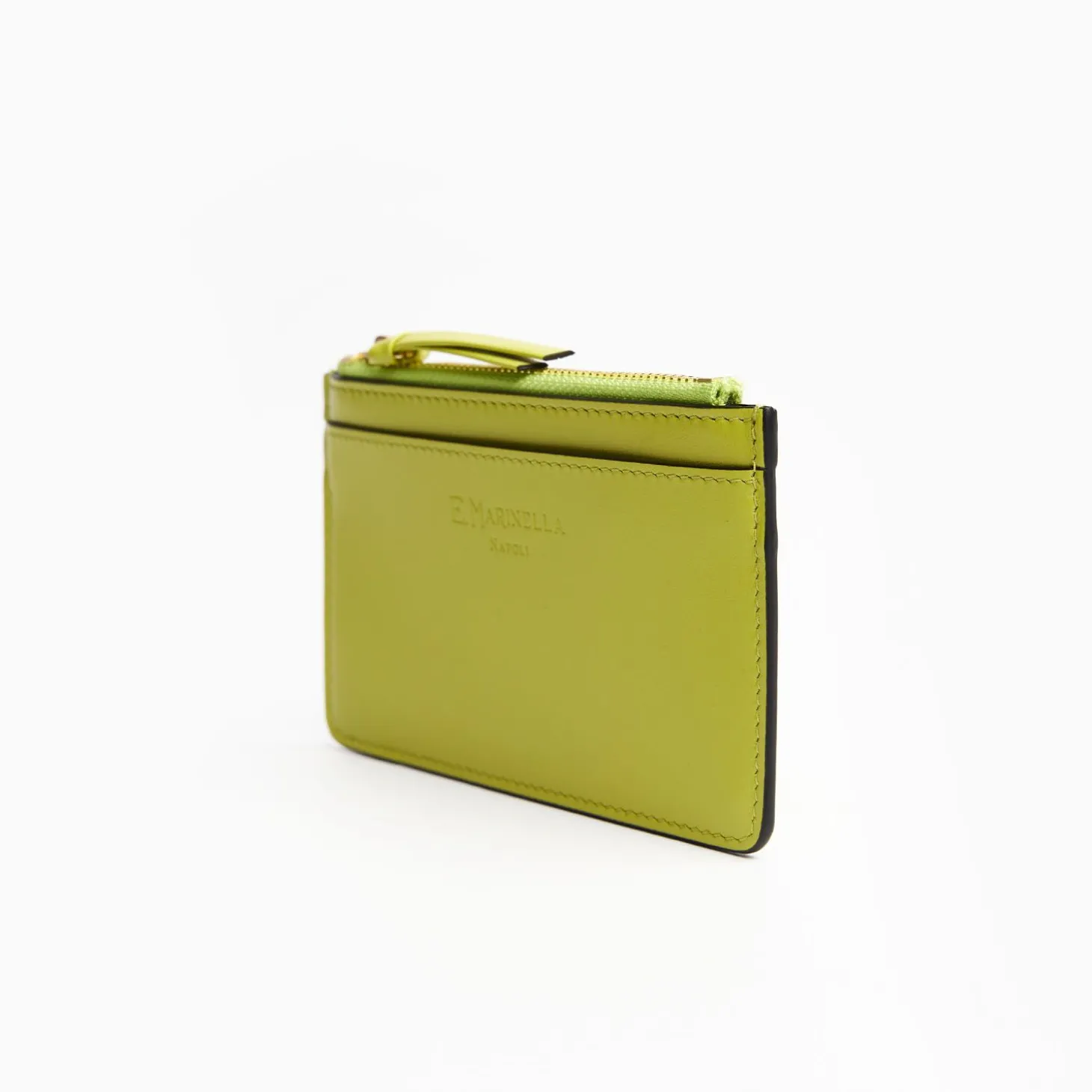 Yellow Leather Zip Credit Card Holder