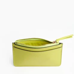 Yellow Leather Zip Credit Card Holder
