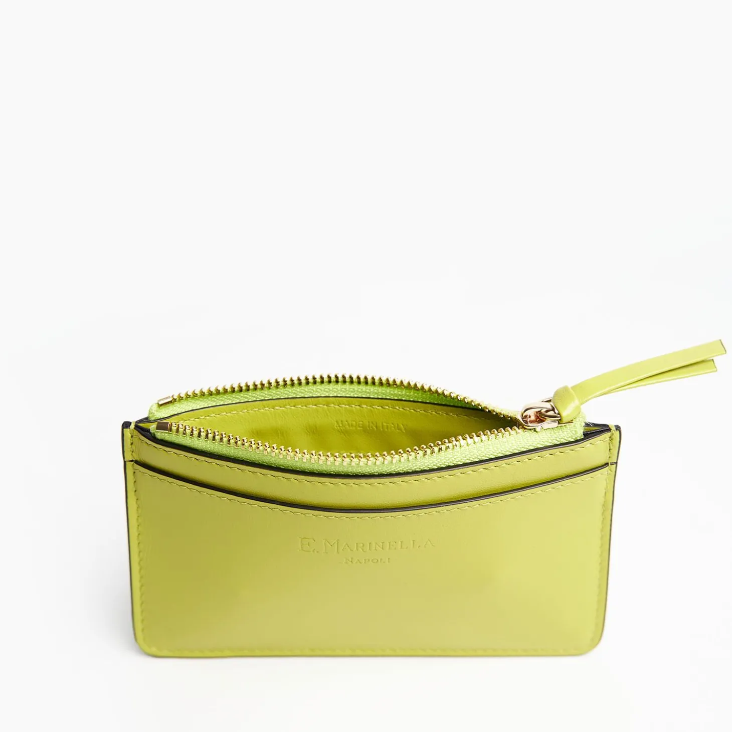 Yellow Leather Zip Credit Card Holder
