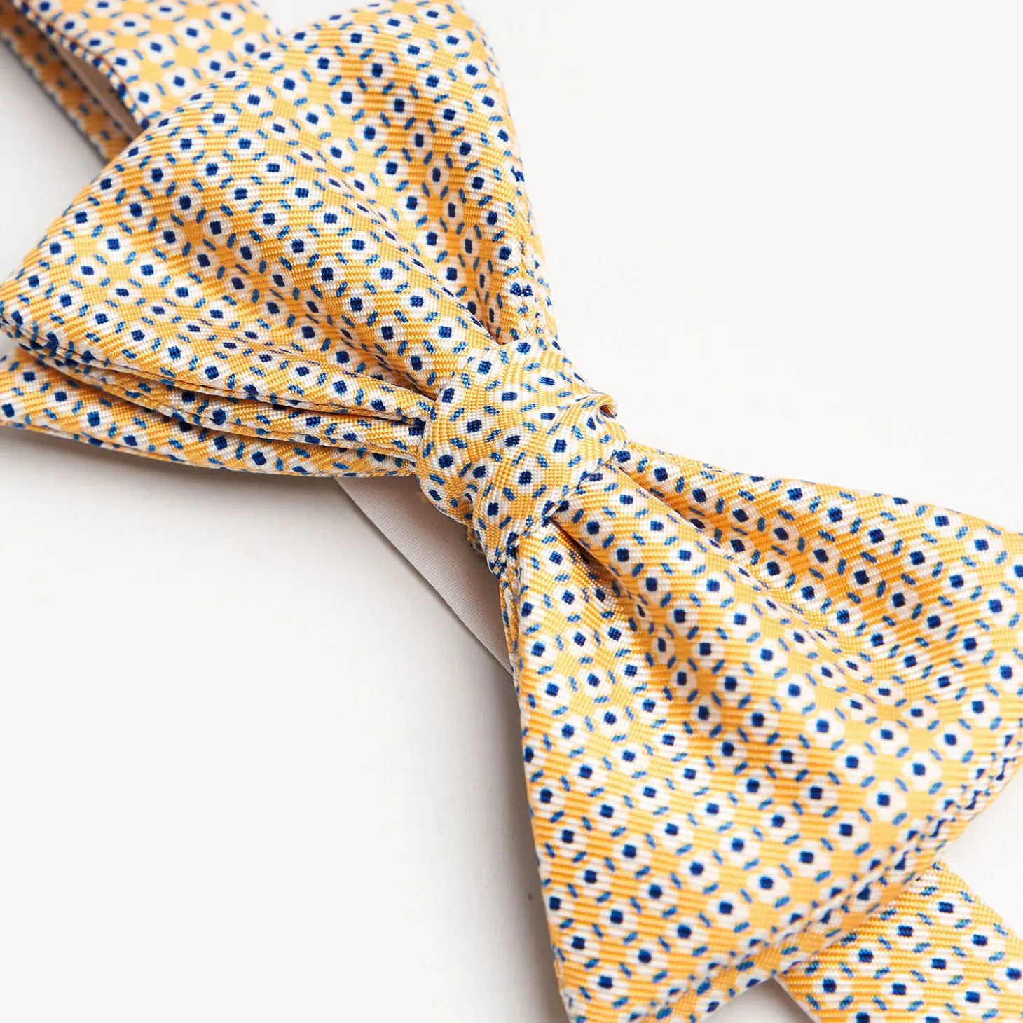 Yellow Pre-Knotted Bowtie - Small Geometric Pattern