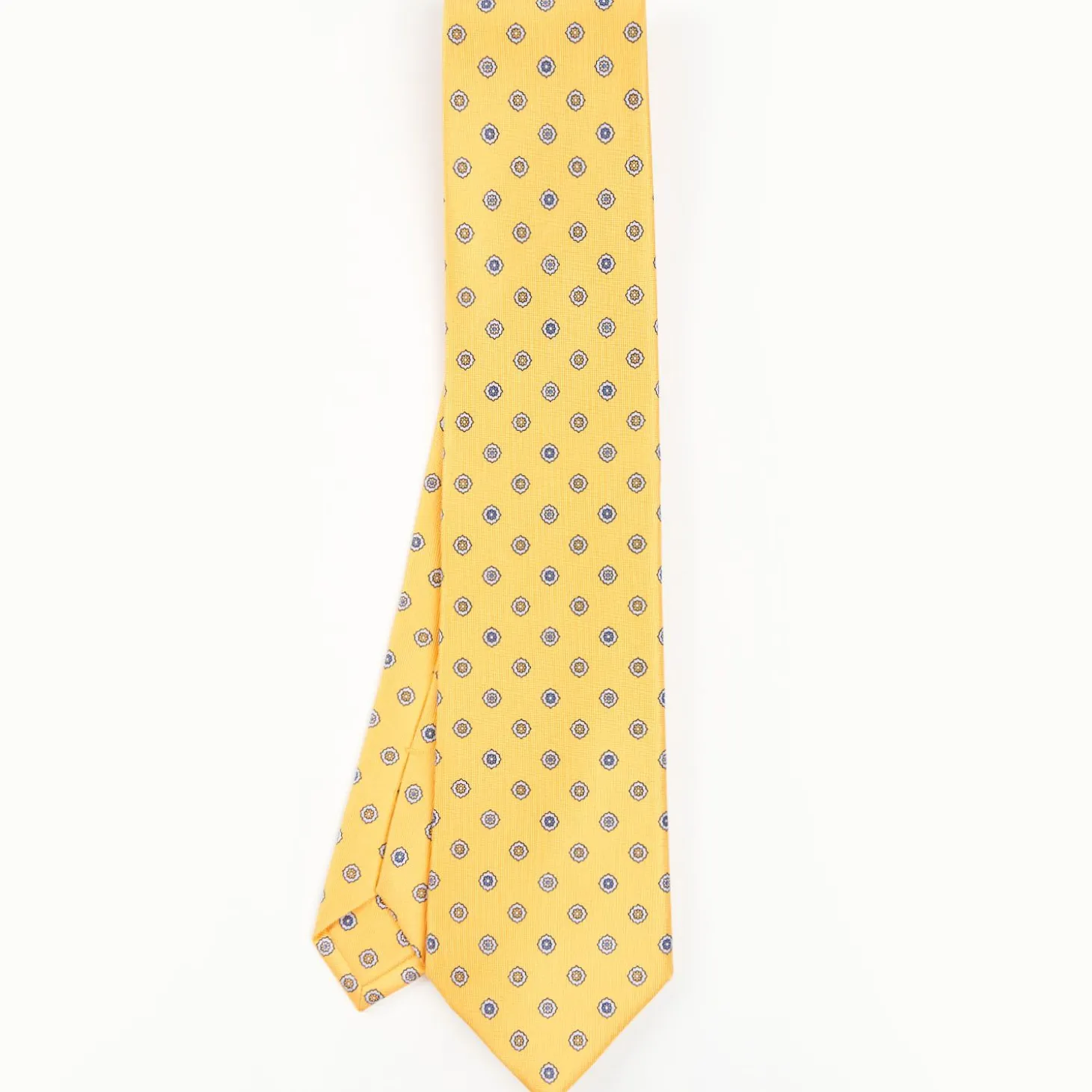 Yellow Sartorial Classic Silk Tie - Large Flower Pattern