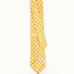 Yellow Sartorial Classic Silk Tie - Large Flower Pattern