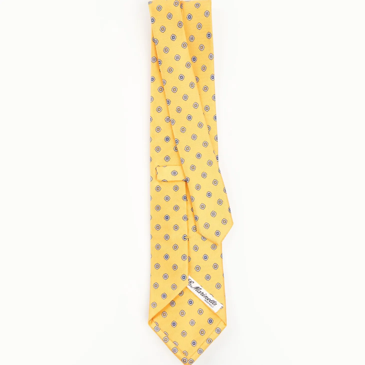 Yellow Sartorial Classic Silk Tie - Large Flower Pattern
