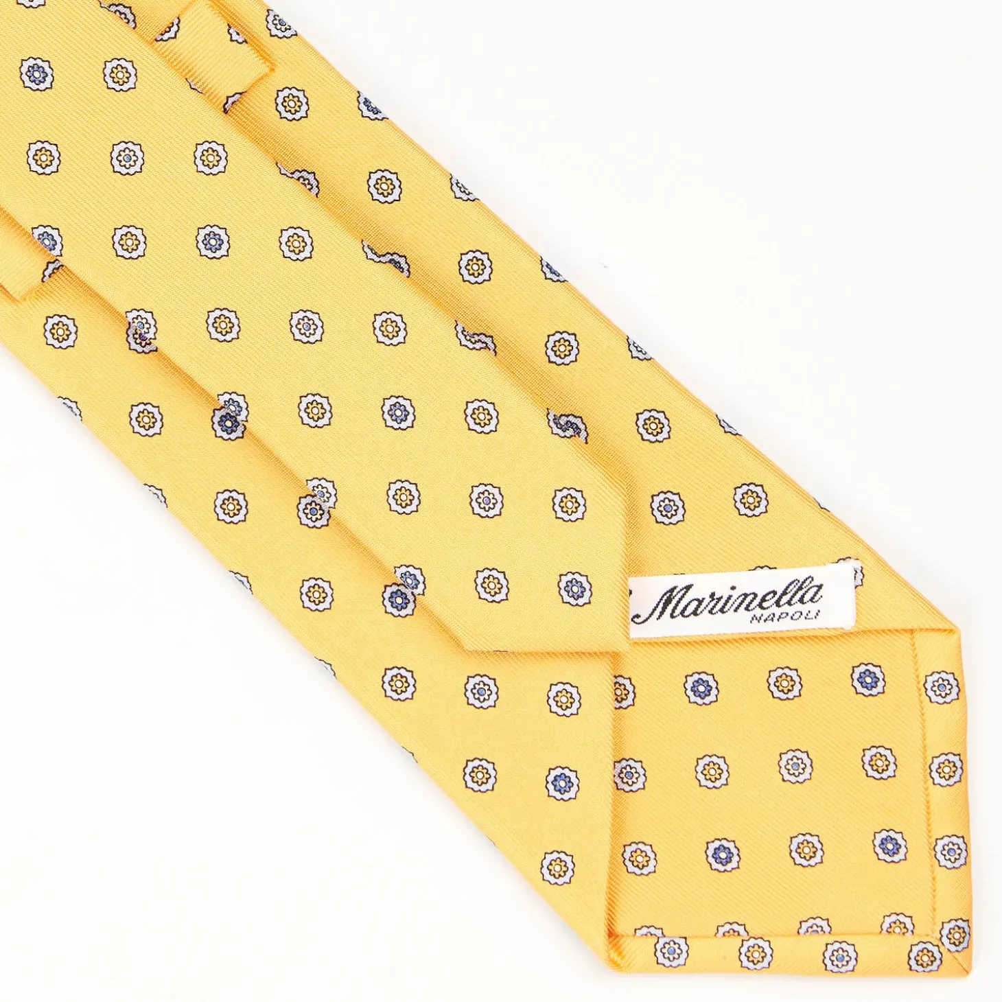 Yellow Sartorial Classic Silk Tie - Large Flower Pattern