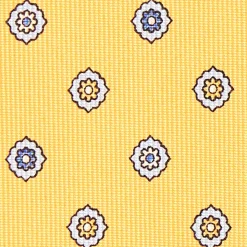 Yellow Sartorial Classic Silk Tie - Large Flower Pattern