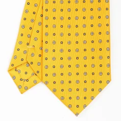 Yellow Sartorial Classic Silk Tie - Small Flower Pattern