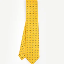 Yellow Sartorial Classic Silk Tie - Small Flower Pattern