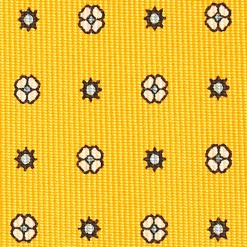 Yellow Sartorial Classic Silk Tie - Small Flower Pattern