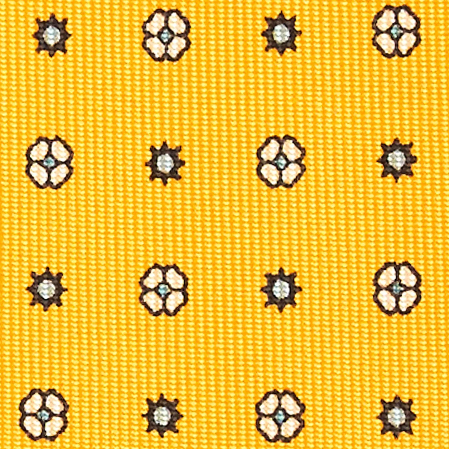 Yellow Sartorial Classic Silk Tie - Small Flower Pattern