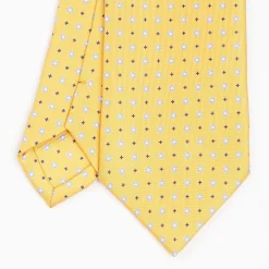 Yellow Sartorial Classic Silk Tie - Small Flower Pattern